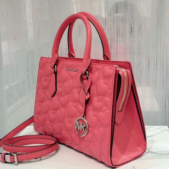 New set michael kors Sheila Medium Heart Embroidered Satchel and Wristlet - Picture 7 of 13